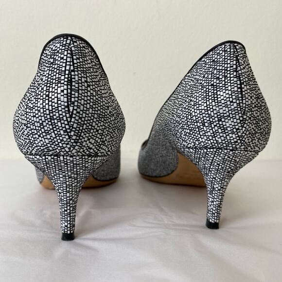 Jimmy Choo Allure Woven Raffia Pump Size 40.5 or 10.5 Black White Heels Luxury - Picture 6 of 12